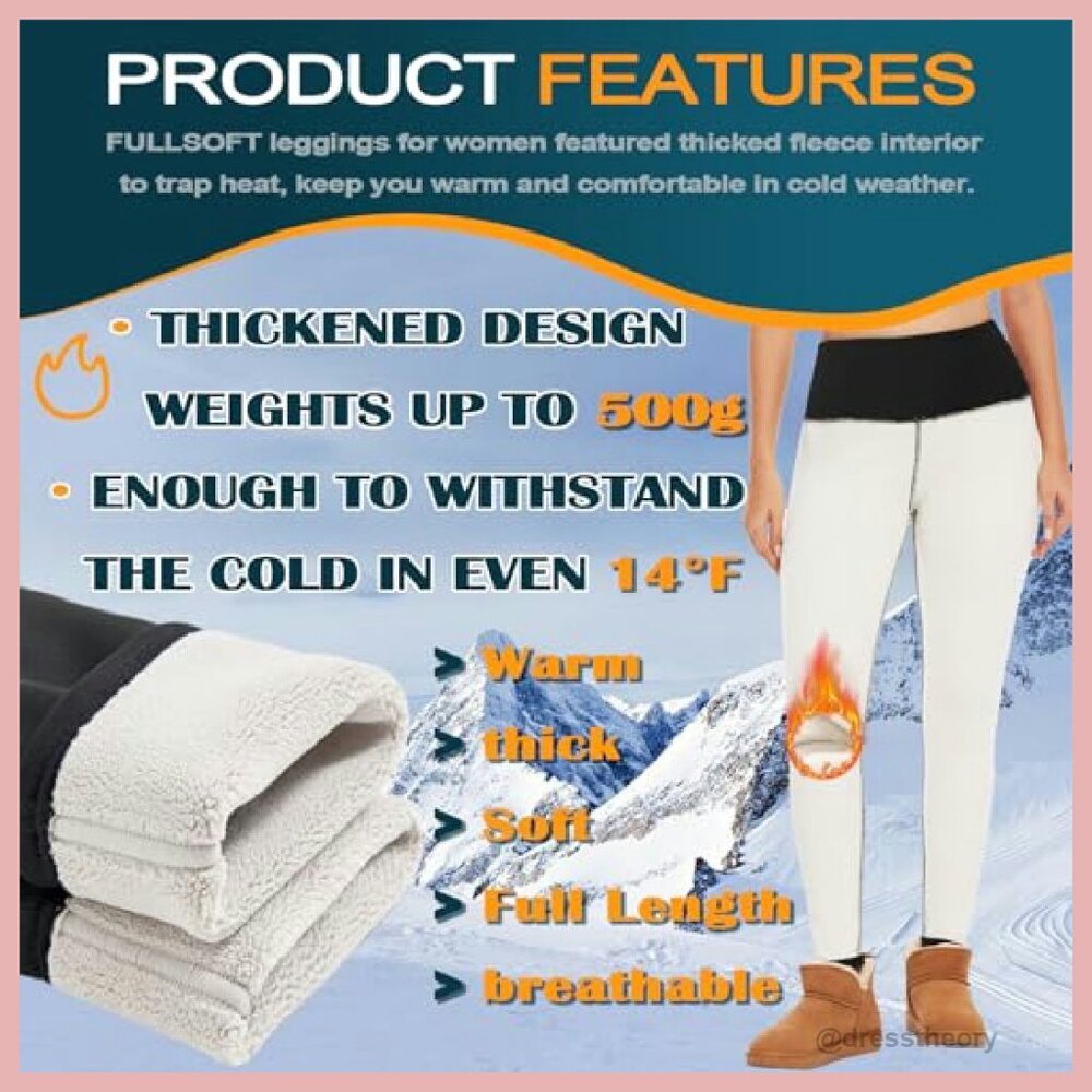 Thick Fleece Lined Thermal Leggings High Waisted Tummy Control Yoga Pants - Picture 5 of 7